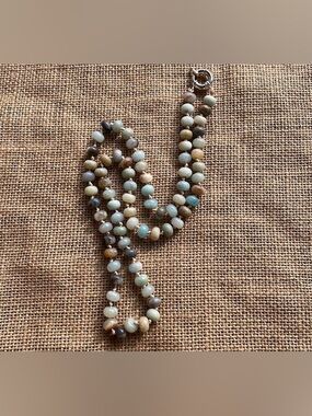Natural Amazonite Stone Beads Knotted Necklace In style 2026 New Handmade
